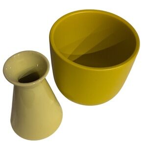Yellow Vase Set/2 Planter/Vase /Vase Set Very Vibrant and VERY Yellow and Cheery